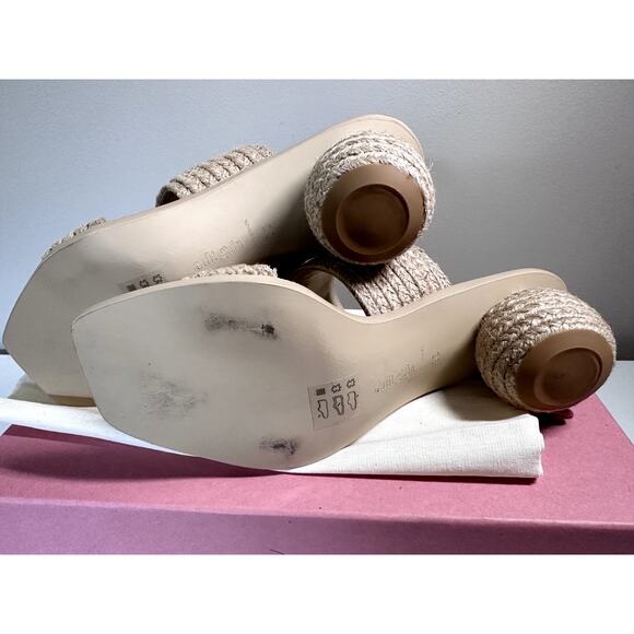 $428 Cult Gaia Jila Sandals Sphere Heel in Natural Open Toe Slide Style Sz 6 - Picture 7 of 9